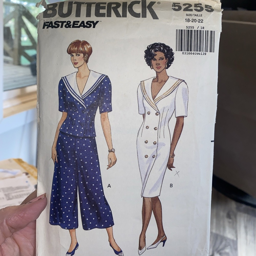 Vintage 1991 Butterick 5255 Misses Dress Top Split Skirt Pattern SZ 18-22 UNCUT